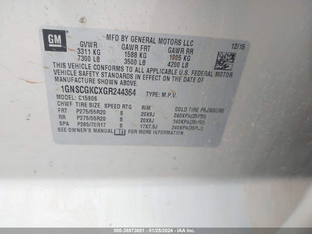 Chevrolet Suburban Ls 2016 1GNSCGKCXGR244364 Image 9