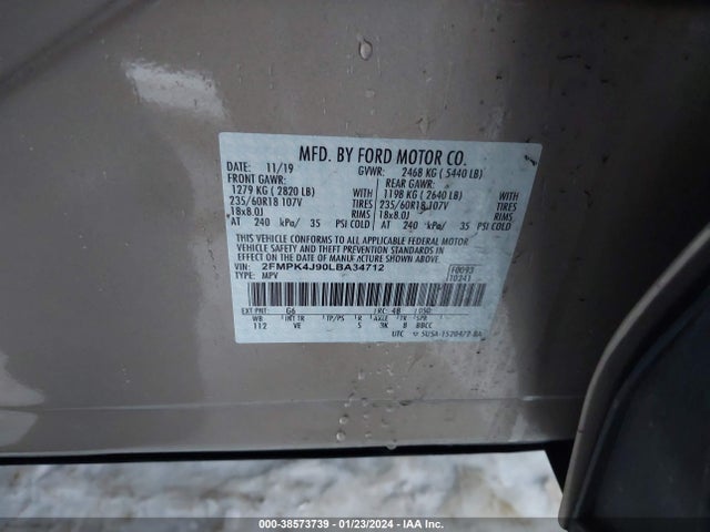 Ford EDGE SEL 2020 2FMPK4J90LBA34712 Image 9