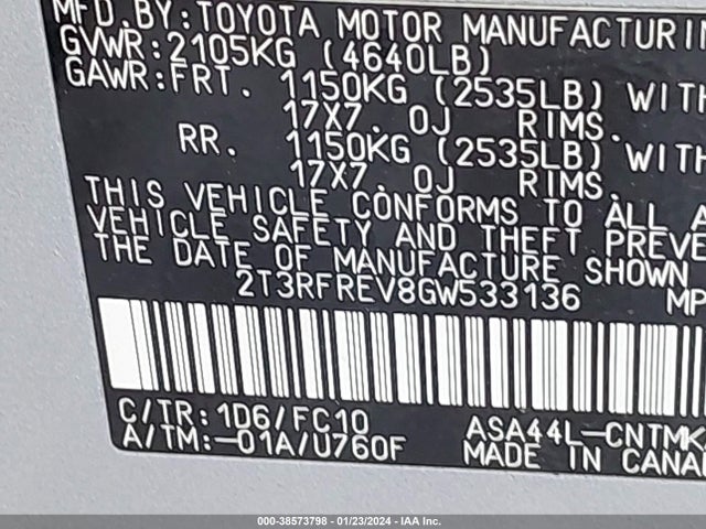 Toyota Rav4 Xle 2016 2T3RFREV8GW533136 Image 9