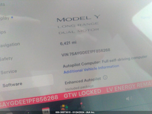 7SAYGDEE1PF856268 Tesla Model Y Awd/long Range Dual Motor All-wheel Drive