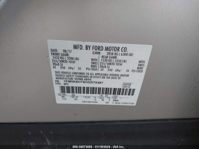 1FM5K8HT8HGD79387 Ford Explorer Platinum