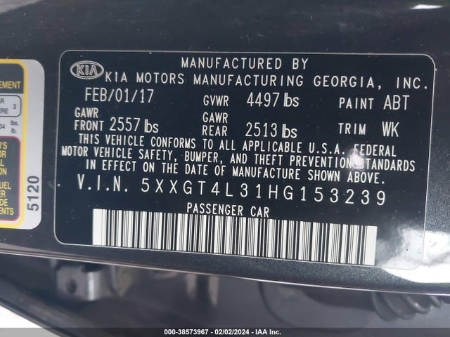 KIA Optima Lx 2017 5XXGT4L31HG153239 Image 9