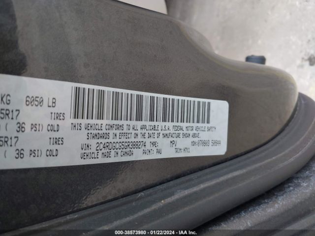 2C4RDGCG5GR388274 Dodge Grand Caravan Sxt