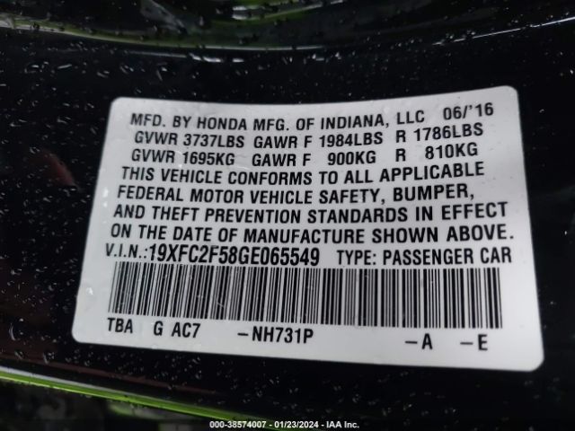 19XFC2F58GE065549 Honda Civic Lx