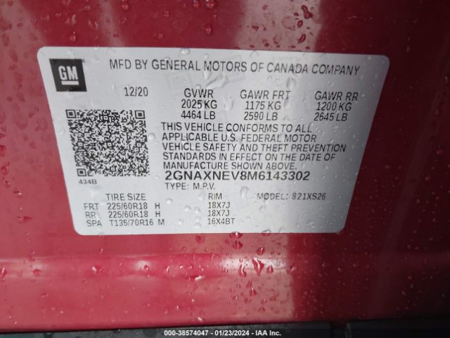 2GNAXNEV8M6143302 Chevrolet Equinox Fwd Premier