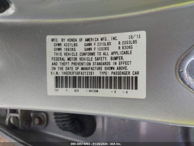 1HGCR2F56FA212391 Honda Accord Sport