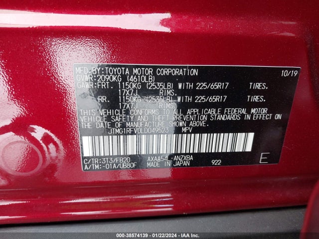 Toyota RAV4 LE 2020 JTMG1RFV0LD049523 Image 9