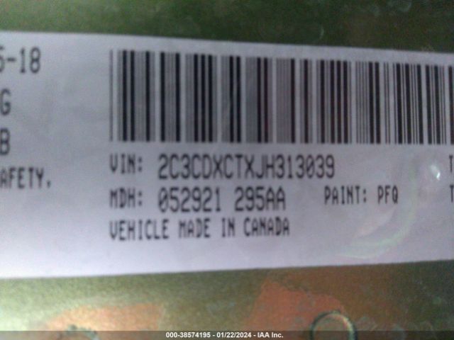 2C3CDXCTXJH313039 Dodge Charger R/t Rwd