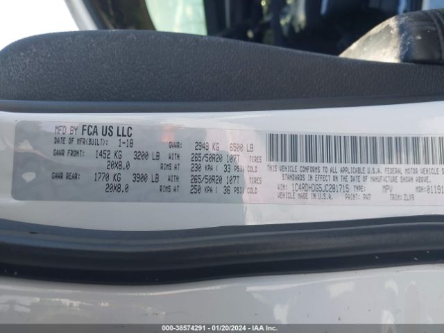 1C4RDHDG5JC281715 Dodge Durango Gt Rwd