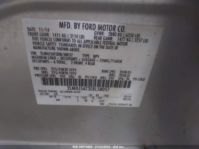 2LMHJ5AT3EBL58057 Lincoln Mkt Ecoboost