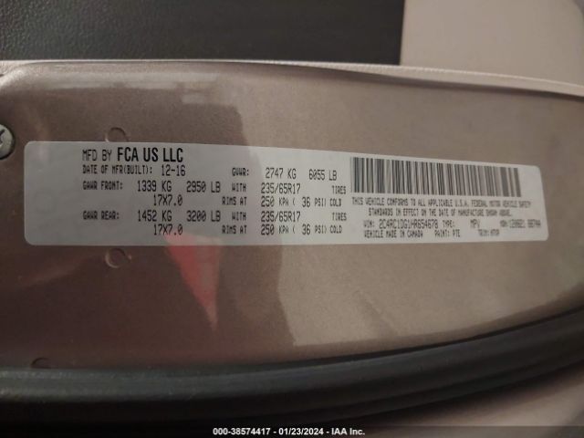 2C4RC1DG1HR654678 Chrysler Pacifica Touring