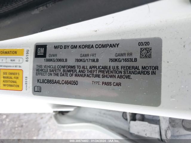KL8CB6SA4LC464050 Chevrolet Spark Fwd Ls Automatic