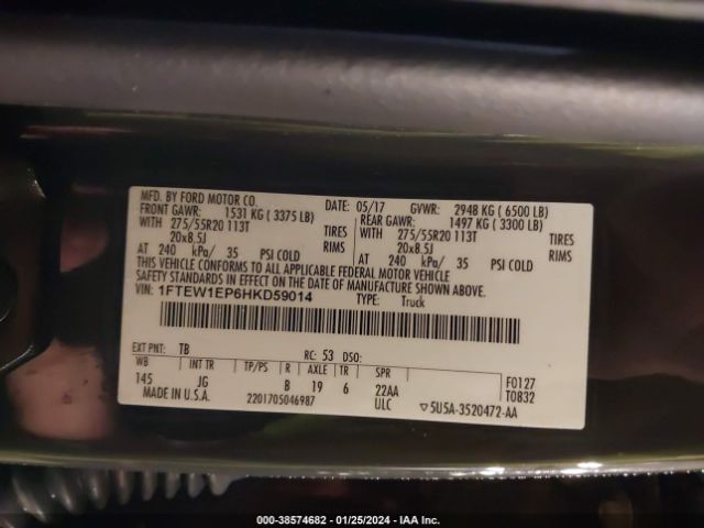 1FTEW1EP6HKD59014 Ford F-150 Xl