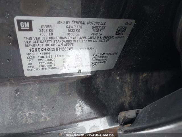 Chevrolet Suburban Lt 2017 1GNSKHKC2HR126240 Image 9