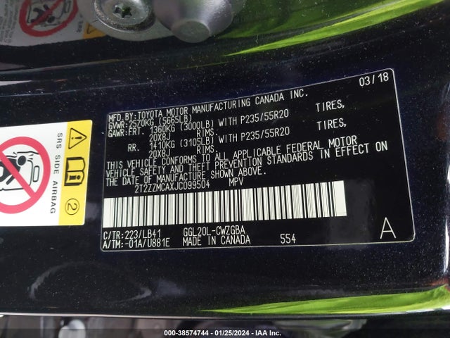 Lexus RX 350 2018 2T2ZZMCAXJC099504 Image 9