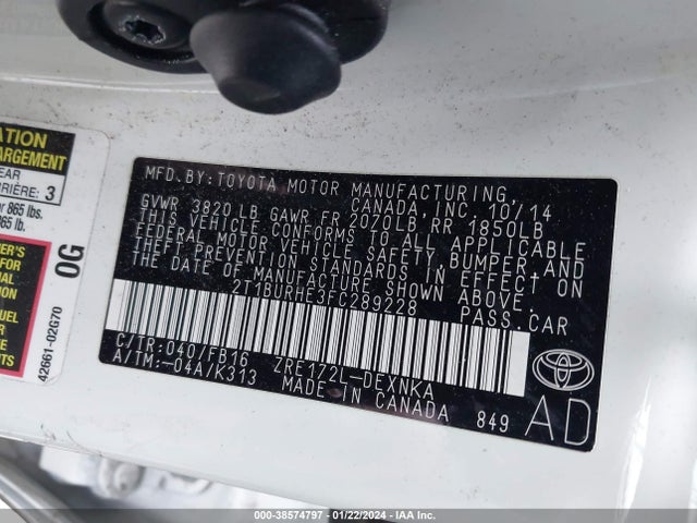 Toyota Corolla Le Plus 2015 2T1BURHE3FC289228 Image 9