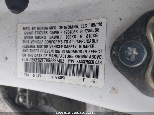 Honda CIVIC EX 2016 19XFC2F79GE227402 Image 9