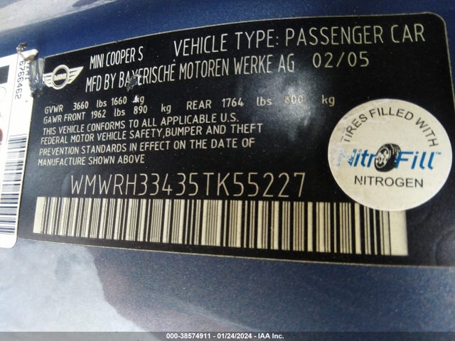 2005 MINI COOPER S WMWRH33435TK55227 Photo 8