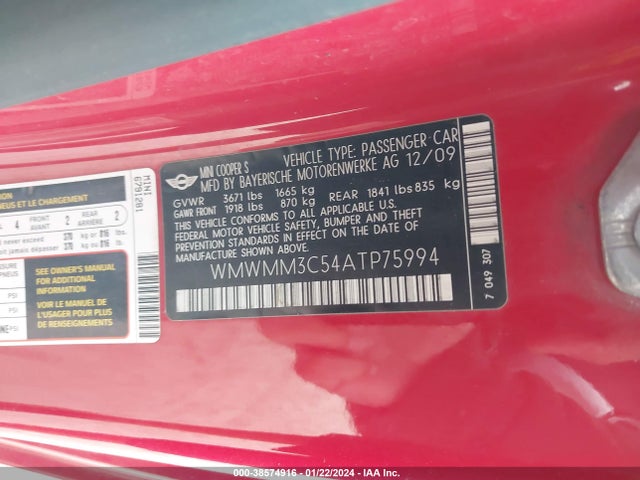 2010 MINI COOPER S CLUBMAN WMWMM3C54ATP75994 Photo 8