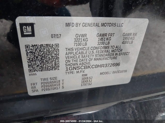 Chevrolet Tahoe Lt 2017 1GNSCBKC0HR372696 Image 9