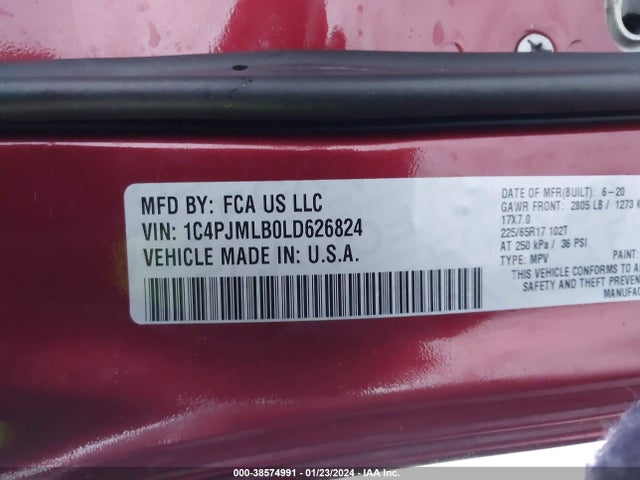 1C4PJMLB0LD626824 Jeep Cherokee Latitude Plus 4x4