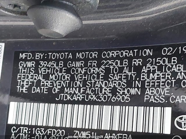 Toyota Prius Le 2019 JTDKARFU9K3076905 Image 9