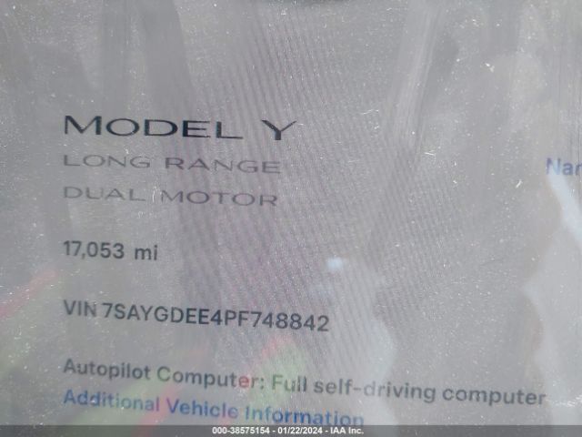 2023 TESLA MODEL Y 7SAYGDEE4PF748842 Photo 6