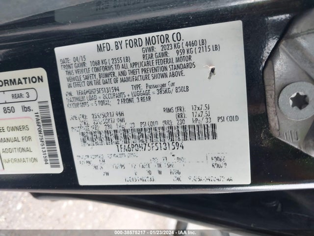 Ford FUSION SE 2015 1FA6P0H75F5131594 Image 9