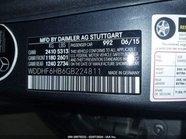 WDDHF6HB6GB224811 Mercedes-Benz E 400 4matic