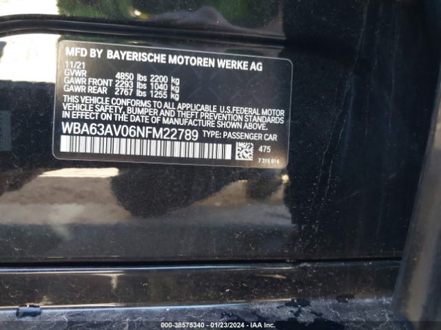 WBA63AV06NFM22789 BMW 430i Gran Coupe