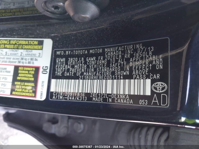 Toyota Corolla Le Plus 2014 2T1BURHE9EC001114 Image 9