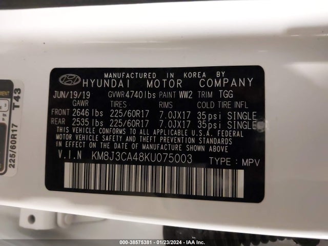 Hyundai Tucson Value 2019 KM8J3CA48KU075003 Image 9
