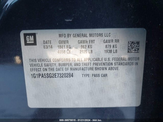 Chevrolet Cruze Ls Auto 2014 1G1PA5SG2E7320284 Image 9