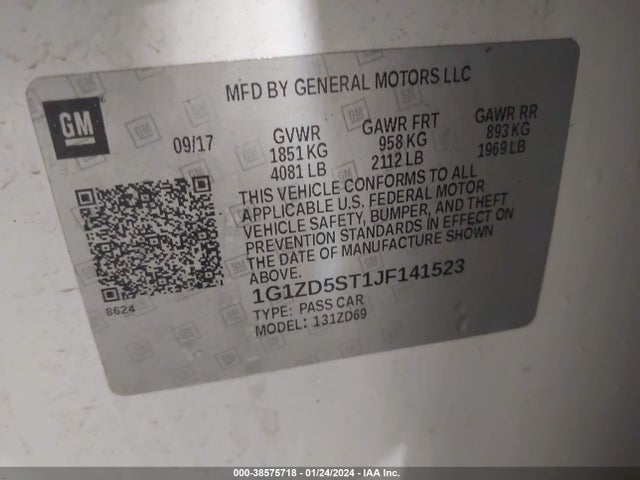 Chevrolet MALIBU LT 2018 1G1ZD5ST1JF141523 Image 9