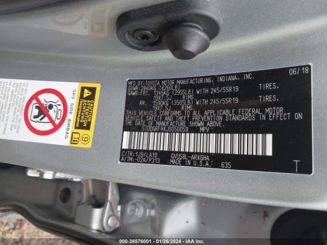 5TDDGRFHXJS050059 Toyota Highlander Hybrid Limited Platinum