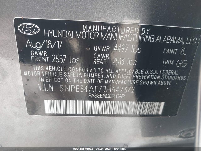 Hyundai SONATA SEL 2018 5NPE34AF7JH642372 Image 9