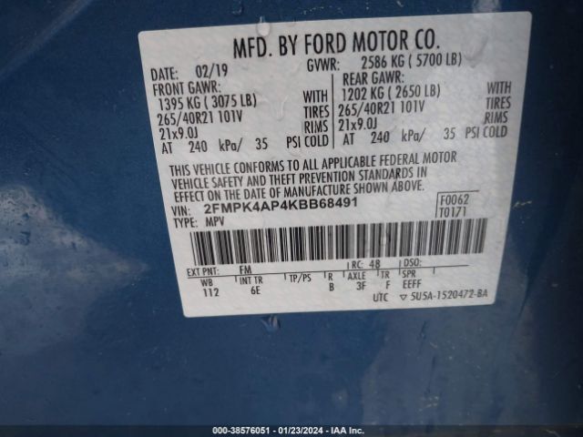 2FMPK4AP4KBB68491 Ford EDGE ST