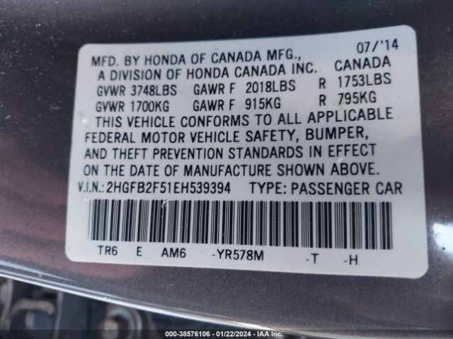 2HGFB2F51EH539394 Honda Civic Lx