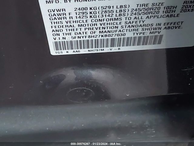5FNYF8H27KB027030 Honda Passport Sport