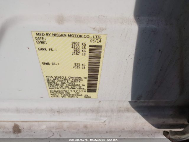 1N4AZ0CP9EC337376 Nissan Leaf S/sl/sv