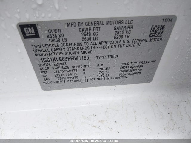 Chevrolet Silverado 2500hd Lt 2015 1GC1KVE83FF541155 Image 9