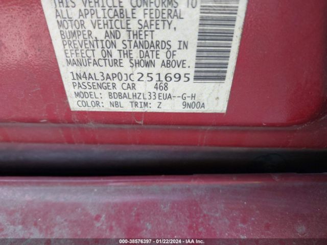 1N4AL3AP0JC251695 Nissan Altima 2.5 Sr