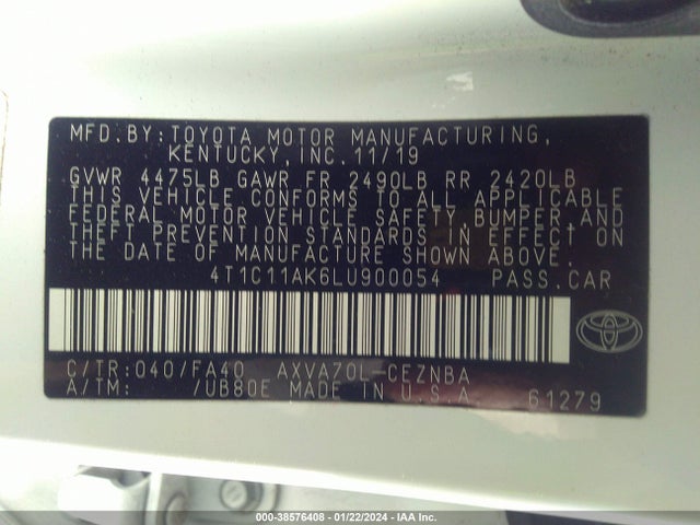 Toyota CAMRY LE 2020 4T1C11AK6LU900054 Image 9