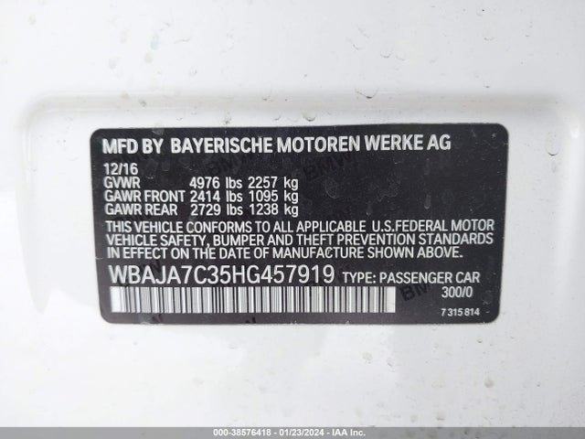 WBAJA7C35HG457919 BMW 530i Xdrive