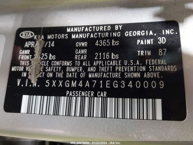 5XXGM4A71EG340009 KIA Optima Lx
