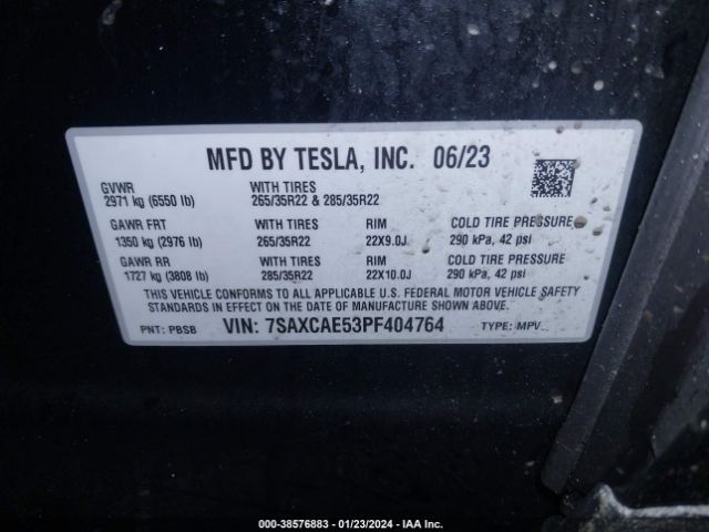 7SAXCAE53PF404764 Tesla Model X Dual Motor All-wheel Drive/standard Range