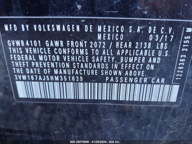 Volkswagen Jetta 1.4t S 2017 3VW167AJ5HM351639 Image 9