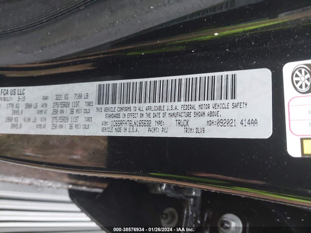 RAM 1500 Limited  4x4 5'7 Box 2020 1C6SRFHT6LN165632 Image 9