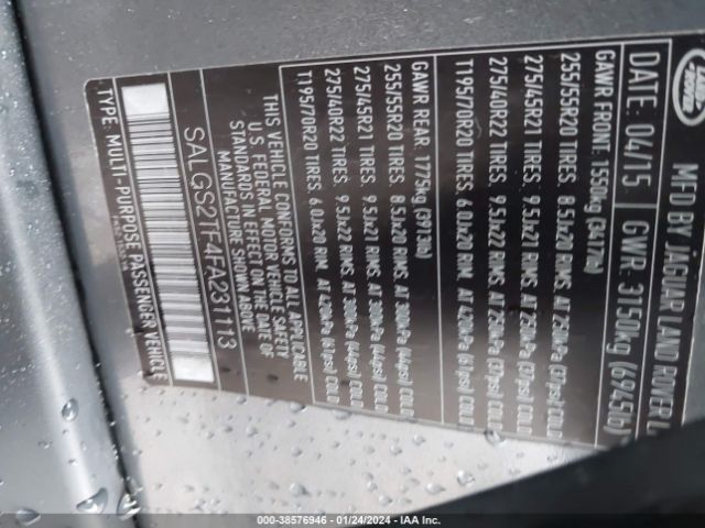 SALGS2TF4FA231113 Land Rover Range Rover 5.0l V8 Supercharged