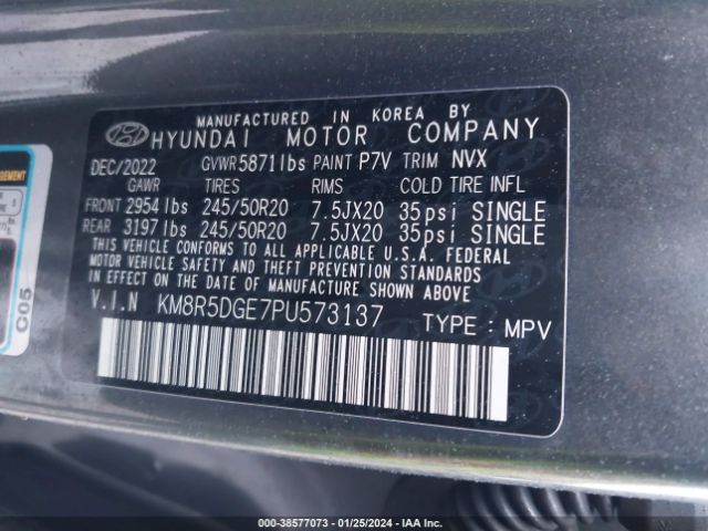 KM8R5DGE7PU573137 Hyundai Palisade Limited